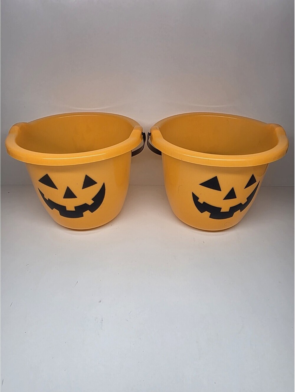 Orange 2 Pack Jack O Lantern Pumpkin Trick or Treat Candy Bucket Pail 8"